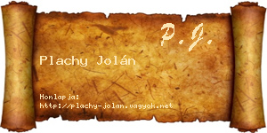 Plachy Jolán névjegykártya